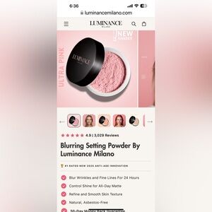 Luminance setting powder in pink